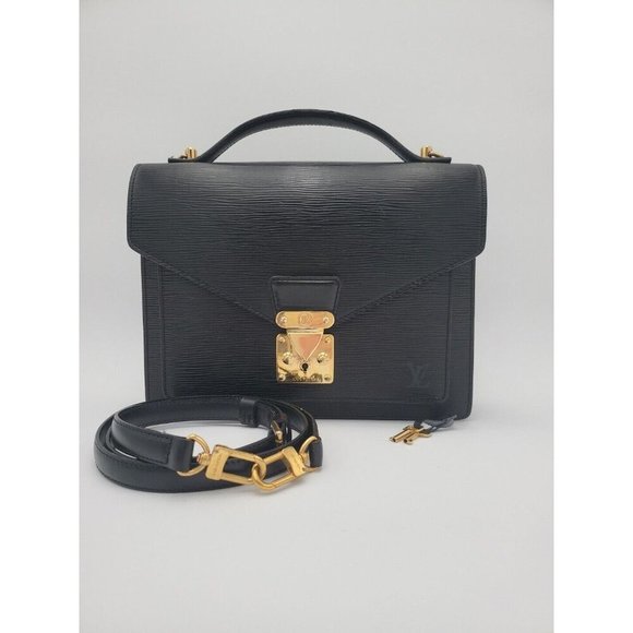 LOUIS VUITTON Epi Monceau M52122 Handbag Shoulder Bag Black leather Strap Keys - Picture 1 of 16